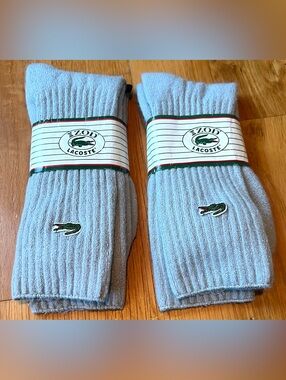 Vintage Izod Lacoste Light Blue Ribbed Crew Socks - Pair